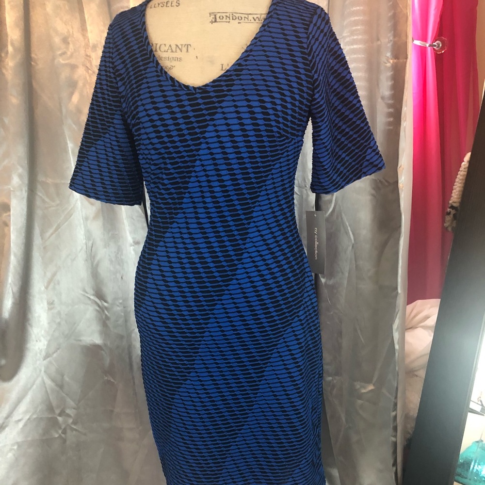NWT NY COLLECTION  BLUE/BLACK DRESS 👗 - Picture 5 of 9